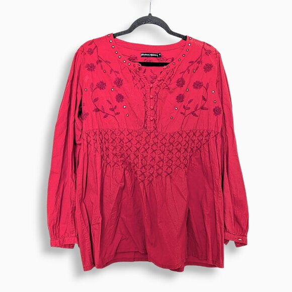 Gudrun sjoden 100% organic cotton floral embroidered ballon sleeve boho tunic M - Picture 2 of 8